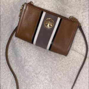 Tory Burch Carson Stripe Leather Crossbody Handbag